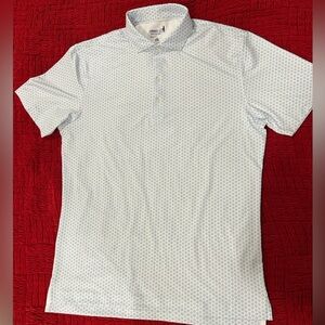 Johnnie-O Bridget Polo TShirt Mens Medium Blue Performance Stretch Pullover